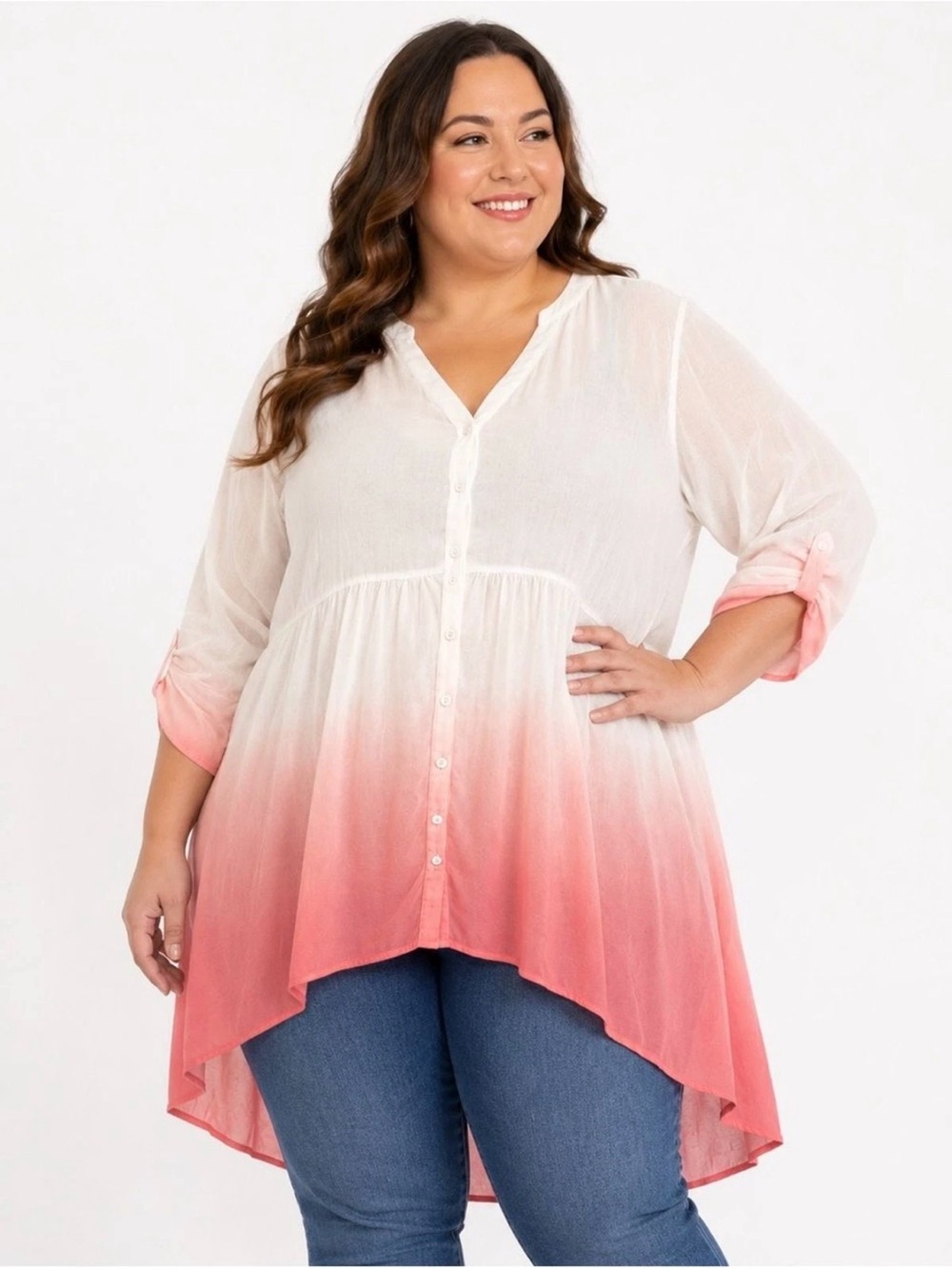Torrid Blush Pink Sheer Hi Low Surplice Tie Sleeve Blouse XXL